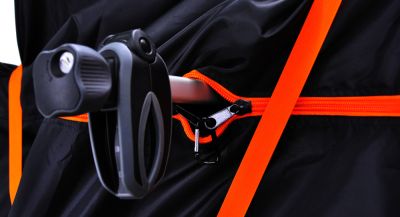 Велочехол на фаркоп Veloangar №16 Черный с оранжевыми элементами v16-black-orange