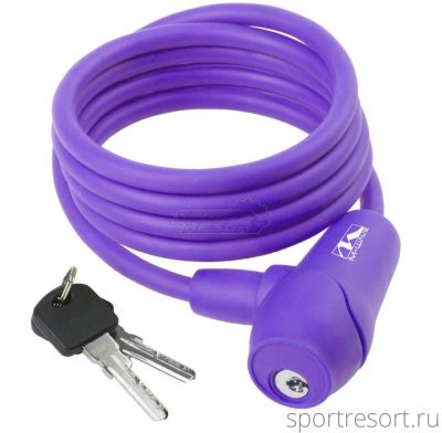 Велозамок M-Wave 8х1500 мм (ключ) матовый фиолетовый 5-231019