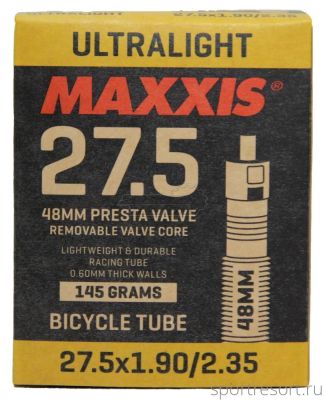 Велокамера MAXXIS ULTRALIGHT 27.5X1.75/2.4 (44/61-584) 0.6 мм F/V-48 мм					