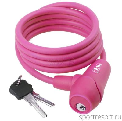 Велозамок M-Wave 8х1500 мм (ключ) матовый розовый 5-231018