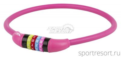 Велозамок M-Wave 12х650 мм кодовый (розовый) 5-231058
