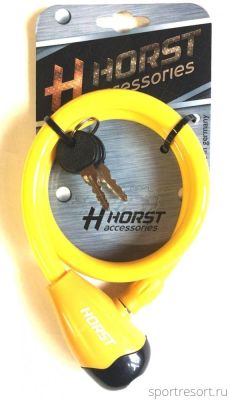 Велозамок HORST 12x650 mm с ключом (желтый) 09-100064