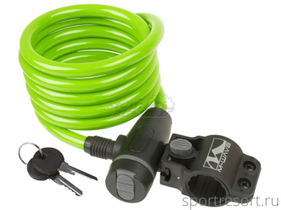 Велозамок M-Wave 10х1800 мм с ключом (зеленый) 233865