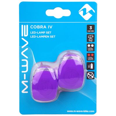 Комплект фонарей M-Wave Cobra IV Battery Flashing Light Set фиолетовые 5-220639