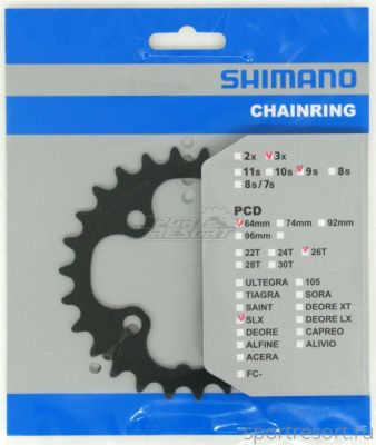 Звезда Shimano SLX 26T BCD64 для FC-M660