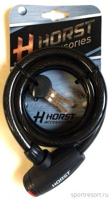 Велозамок HORST 12x1200 mm с ключом (черный) 09-100169
