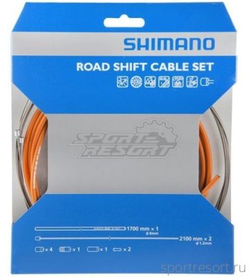 Набор тросов и оплеток для переключения Shimano Road SP41 (оранжевый)