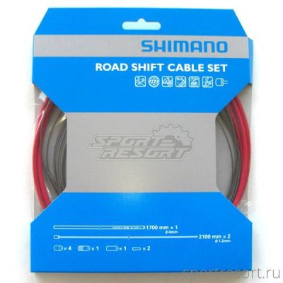 Набор тросов и оплеток для переключения Shimano Road SP41 (красный)
