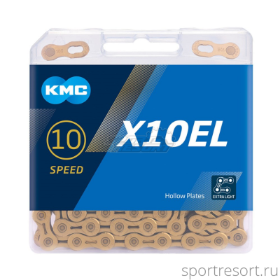 Цепь KMC X-10 EL (10ск,114зв) Lite Gold