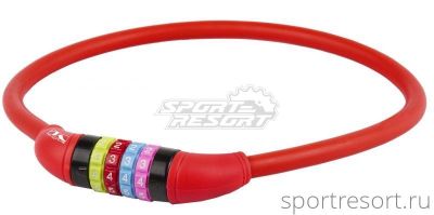 Велозамок M-Wave 12х650 мм кодовый (красный) 5-231053
