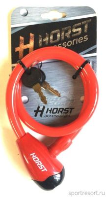 Велозамок HORST 12x650 mm с ключом (красный) 09-100060
