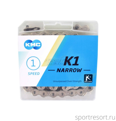Цепь KMC K1 Narrow 3/32" (1ск, 100зв) Silver