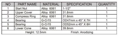 Рулевая колонка KENLI KL-B550 (1.5" - 1-1/4")