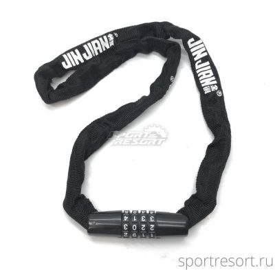 Велозамок цепь JinJian Velo Chain Lock 4x1000 мм (код) black JJ609_BLK