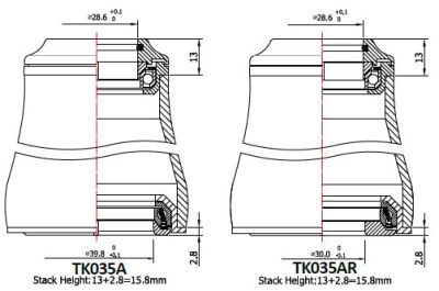 Рулевая колонка Token TK035AR (1.5" - 1-1/8")