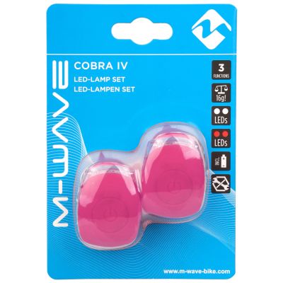 Комплект фонарей M-Wave Cobra IV Battery Flashing Light Set розовые 5-220638