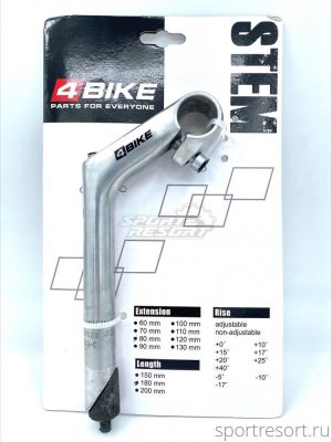 Вынос 4Bike HS-C80 (1", 25.4, 80mm, 30°) серебристый