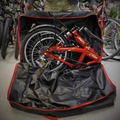 Чехол для велосипеда Veloangar №4 (для складных) Черный с красными элементами v4-black-red