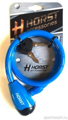 Велозамок HORST 12x650 mm с ключом (синий) 09-100061