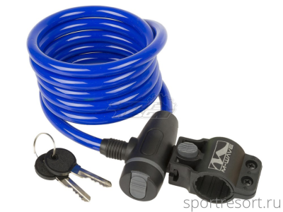 Велозамок M-Wave 10х1800 мм с ключом (синий) 233864