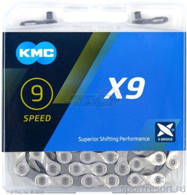 Цепь KMC X-9 (9ск,116зв) Silver/Gray