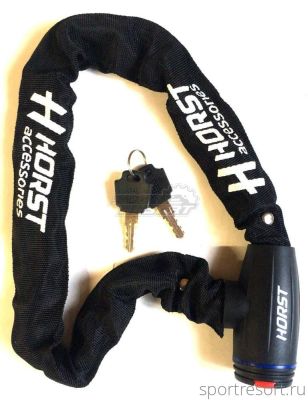 Велозамок цепь HORST 6x800 mm с ключом (черный) 09-100230